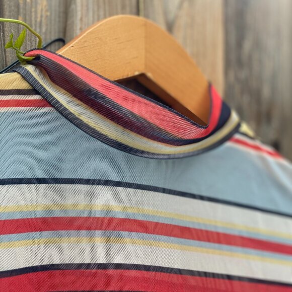 Urban Outfitters Striped Sheer Mesh Funnel Neck Top Size M - Picture 5 of 11